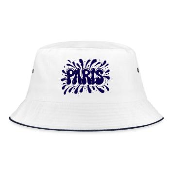 Paris Splash Blue - Bucket Hat - Weiß/Navy - Vorne