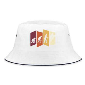Dachdecker Evolution Retro Handwerk Beruf Spruch - Bucket Hat - Weiß/Navy - Vorne