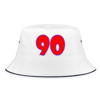 90. 90 JAHRE. 90-JÄHRIGES JUBILÄUM. 90-JÄHRIGES JUBILÄUM. - Bucket Hat - Weiß/Navy - Vorne