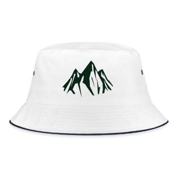 Dunkle Bergsilhouette in Grün - Bucket Hat - Weiß/Navy - Vorne