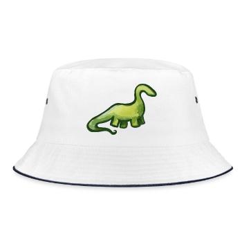Salbeigrüner Aquarell-Dino - Bucket Hat - Weiß/Navy - Vorne