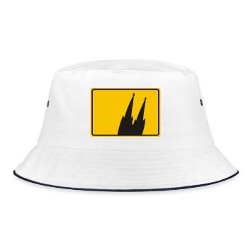 Kölner Dom Köln Ortsschild - Bucket Hat - Weiß/Navy - Vorne