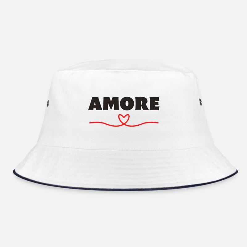 Amore Schatz Darling Valentinstag - Bucket Hat - Weiß/Navy