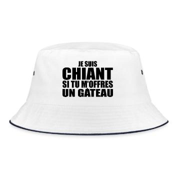 Man Who Adores: Cake. Funny Design Humor - Bucket Hat - white/navy - Front