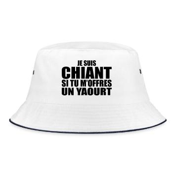 Man who loves it: Yogurt. Funny Design Humor - Bucket Hat - white/navy - Front