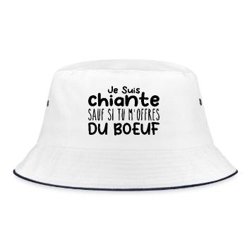 Frau, die liebt: Rindfleisch. Lustiger Design-Humor - Bucket Hat - Weiß/Navy - Vorne