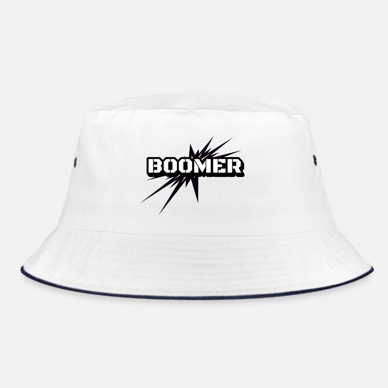 Boomer Explosionschrift - Bucket Hat - Weiß/Navy