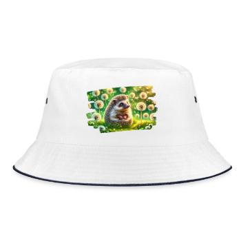Charming hedgehog in the magic of the summer meadow - Bucket Hat - white/navy - Front