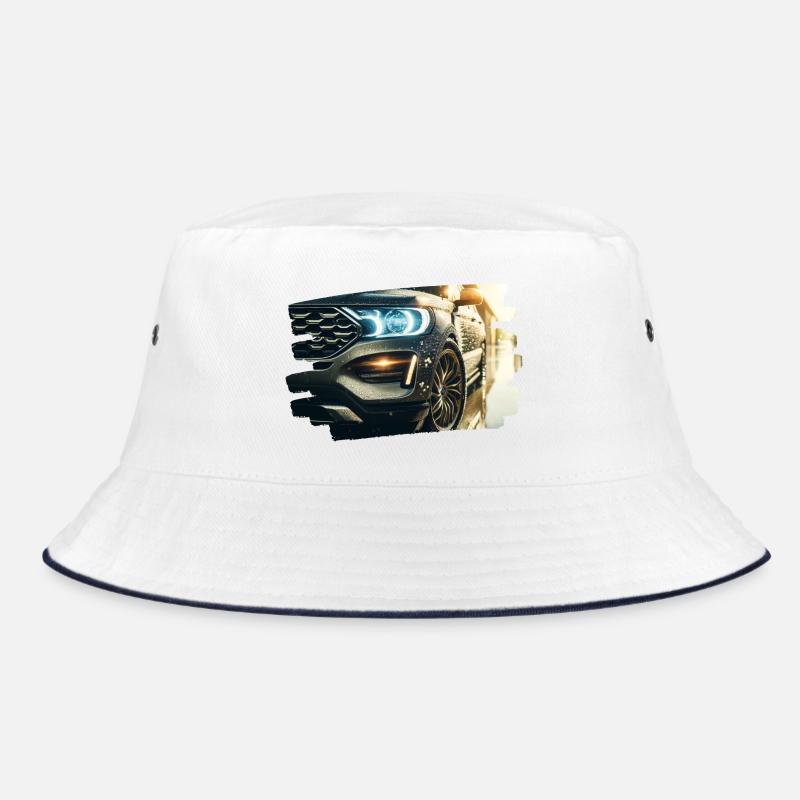Modern luxury car in the rain reflection Bucket Hat