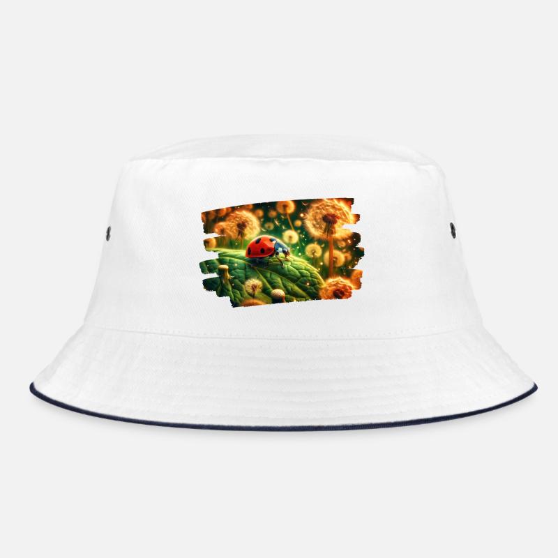 Marienkäfer im goldenen Löwenzahnlicht Bucket Hat