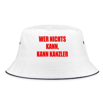 wer nichts kann kann kanzler - Bucket Hat - Weiß/Navy - Vorne