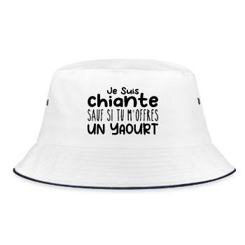Woman who loves it: Yoghurt. Funny Design Humor - Bucket Hat - white/navy - Front