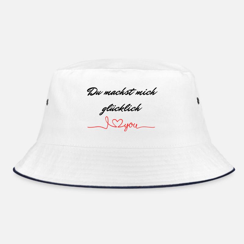 Du machst mich glücklich Ich liebe dich - Bucket Hat - Weiß/Navy
