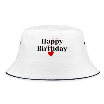 Happy Birthday - Bucket Hat - Weiß/Navy - Vorne