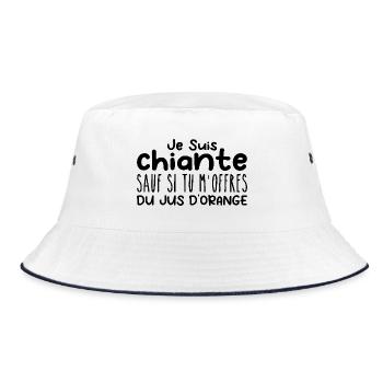 Woman who loves Orange Juice. Funny Design Humor - Bucket Hat - white/navy - Front