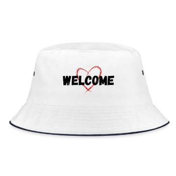 Bienvenue Herzlich Willkommen Heart Herz - Bob - blanc/marine - Devant