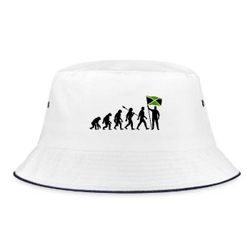 Jamaica - Evolution - Flagge - Nation - Bucket Hat - Weiß/Navy - Vorne
