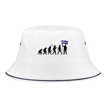 Island - Evolution - Flagge - Nation - Bucket Hat - Weiß/Navy - Vorne