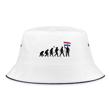 Kroatien - Evolution - Flagge - Nation - Bucket Hat - Weiß/Navy - Vorne