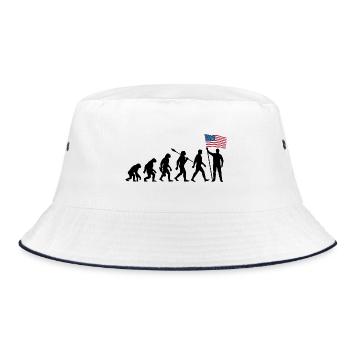 Amerika - USA - Evolution - Flagge - Nation - Bucket Hat - Weiß/Navy - Vorne