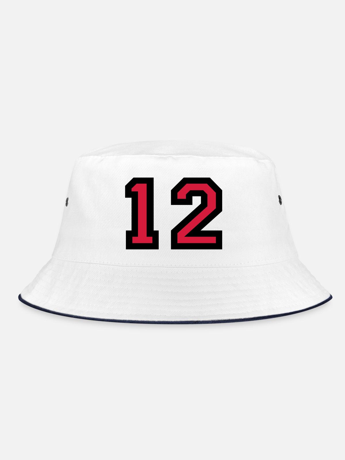 The number 12 - number twelve - Bucket Hat - white/navy - Front
