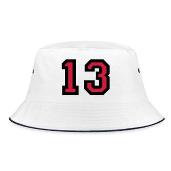 The number 13 - number thirteen - Bucket Hat - white/navy - Front