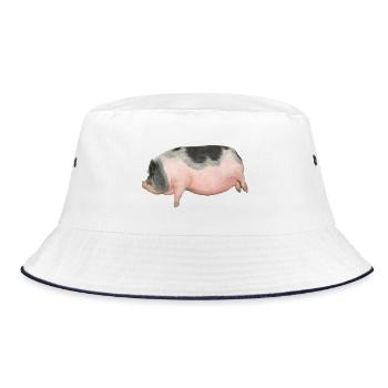 pig - Bucket Hat - white/navy - Front