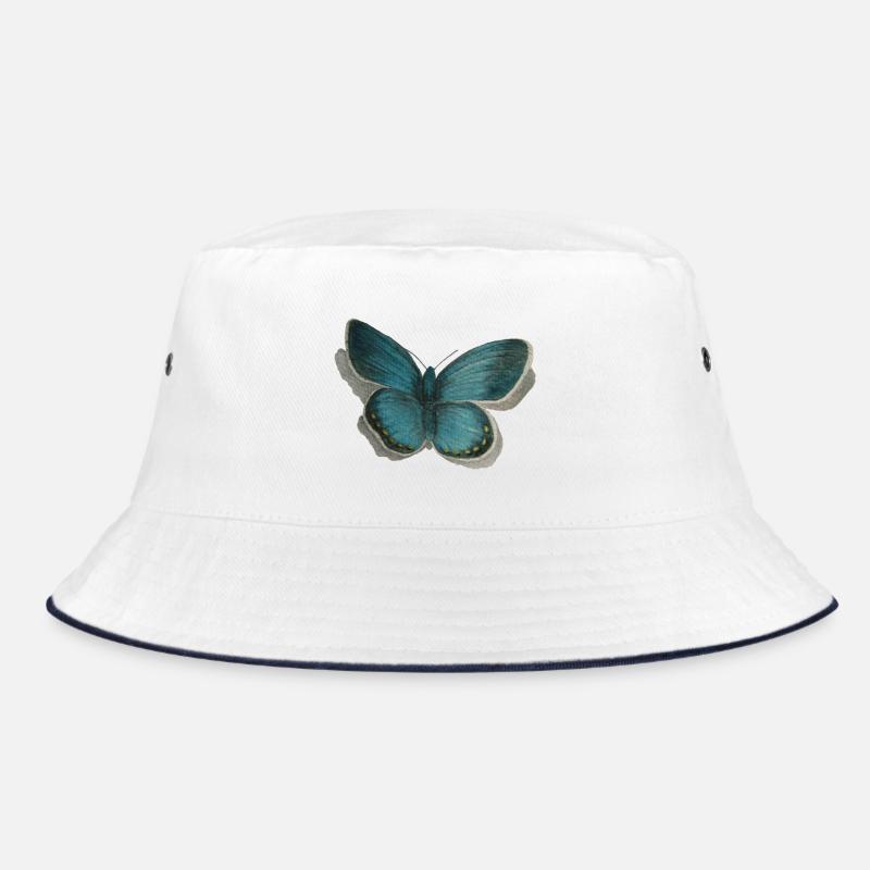 Schmetterling Bläuling - Bucket Hat - Weiß/Navy