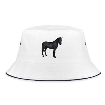 Elegant Gray Arabian on Dark Foundation - Bucket Hat - white/navy - Front