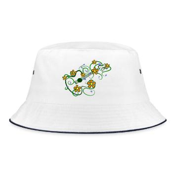 Motif floral avec guitare et vrilles entrelacées - Bob - blanc/marine - Devant