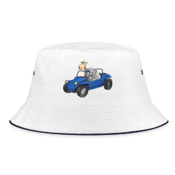 Elephant and giraffe in buggy - Bucket Hat - white/navy - Front