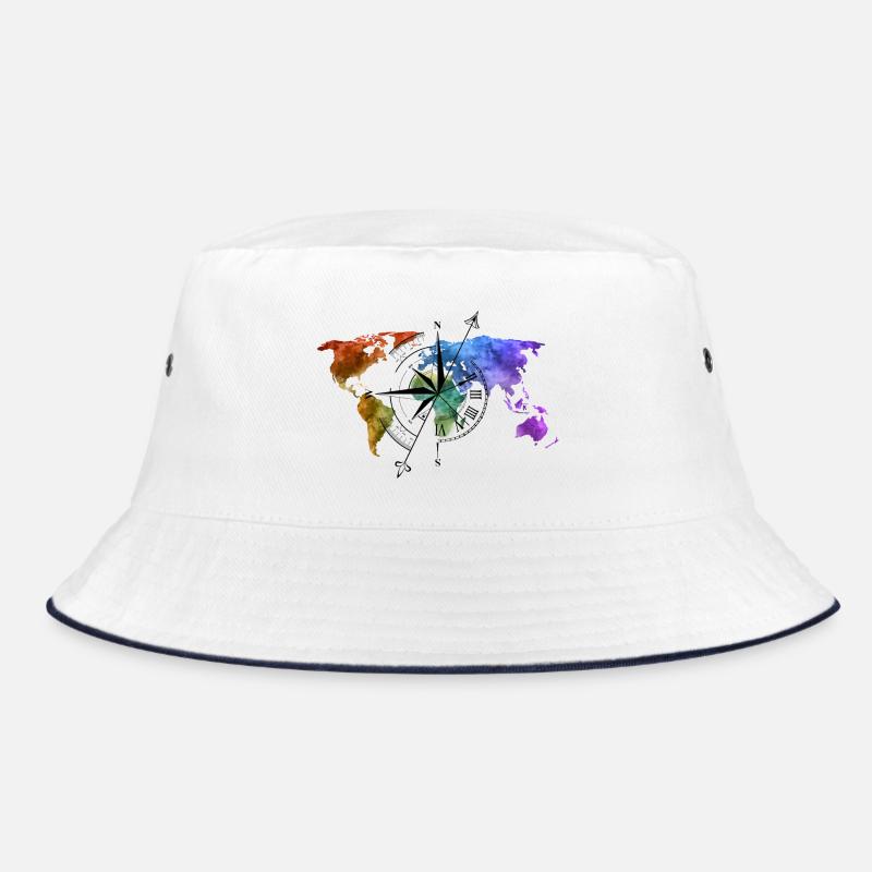 Globetrotter Compass - Bucket Hat - white/navy