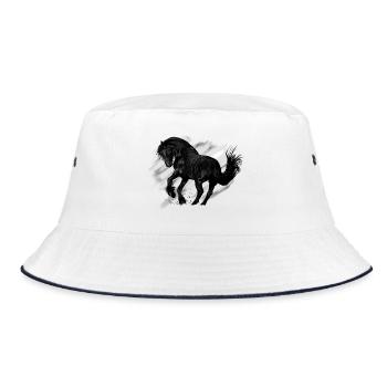 horse - Bucket Hat - white/navy - Front