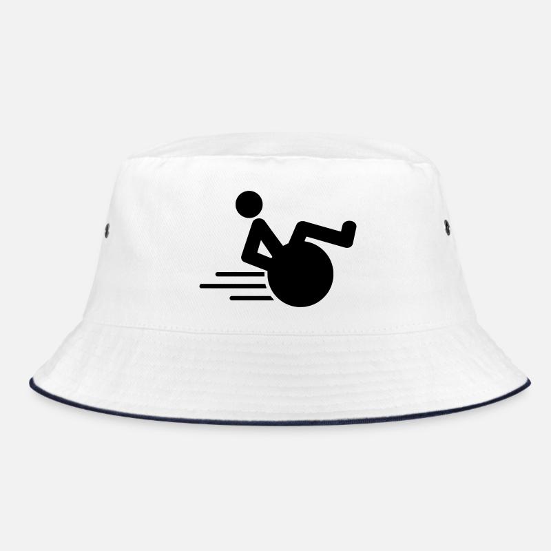 Rollstuhlfahrer macht einen Wheelie Fast Roller # Bucket Hat