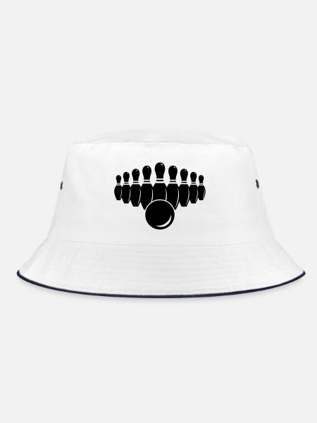 kegeln kegelclub - Bucket Hat - Weiß/Navy - Vorne