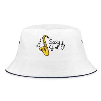 Saxy girl - Sexy fille saxophone pun - Bob - blanc/marine - Devant