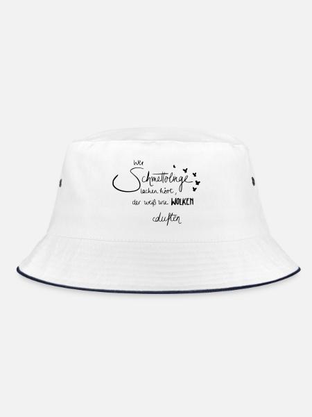 Schmetterlinge - Bucket Hat - Weiß/Navy - Vorne