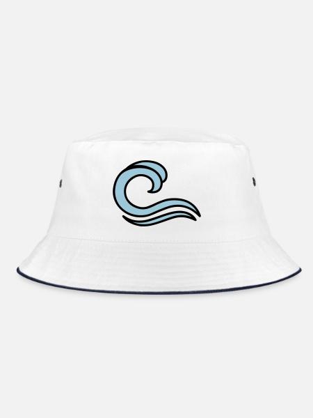 Wellen - Bucket Hat - Weiß/Navy - Vorne