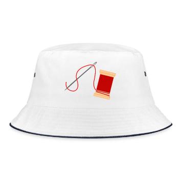 Needle and thread logo embroidery - Bucket Hat - white/navy - Front