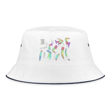 Bunte abstrakte Schals - Bucket Hat - Weiß/Navy - Vorne