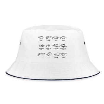 Boote Segeln Knoten Knotenkunde Geschenke - Bucket Hat - Weiß/Navy - Vorne