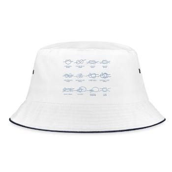 Boote Segeln Knoten Knotenkunde Geschenke - Bucket Hat - Weiß/Navy - Vorne