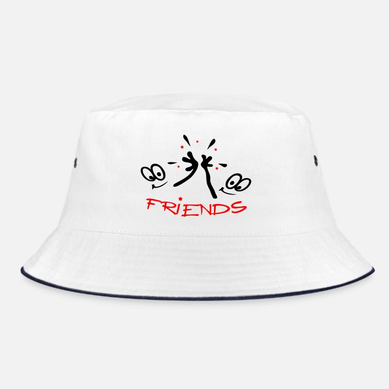 Freunde, Friends, Comic - Bucket Hat - Weiß/Navy