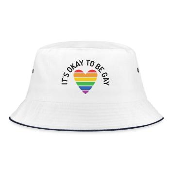 Es ist in Ordnung, schwul zu sein - Bucket Hat - Weiß/Navy - Vorne
