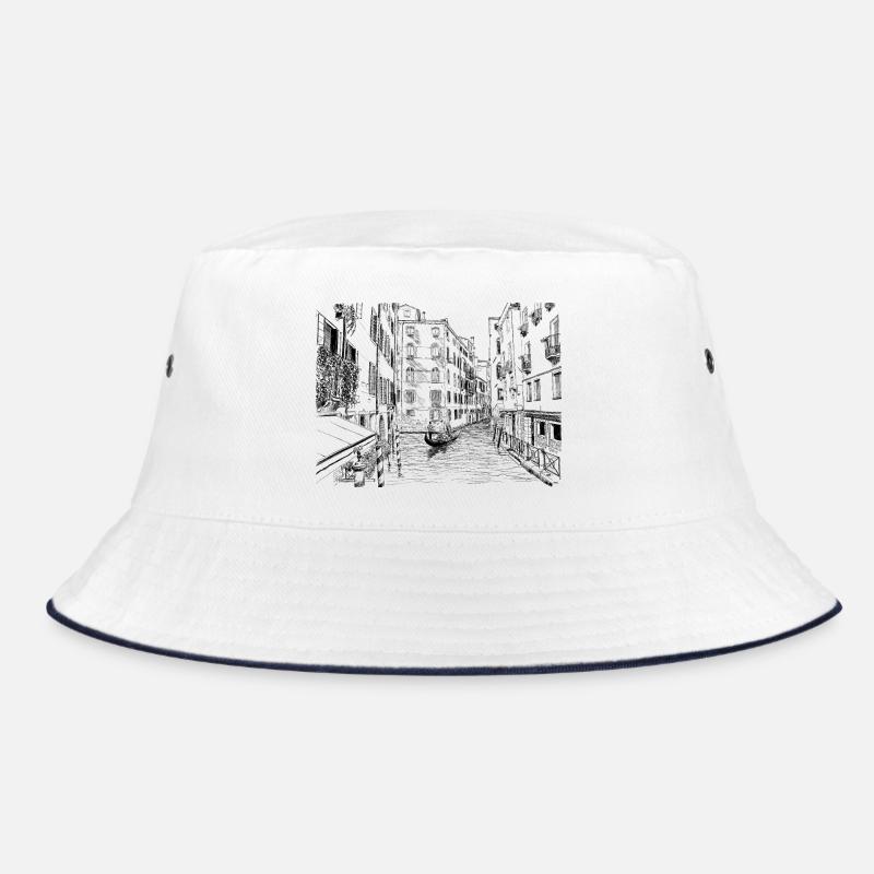 Venedig - Bucket Hat - Weiß/Navy