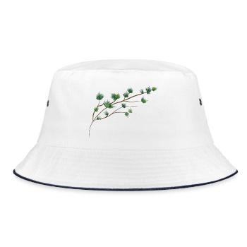 delicately filigree larch branch - Bucket Hat - white/navy - Front