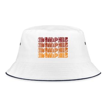 Memphis Gradient Text Repeat - Bucket Hat - white/navy - Front