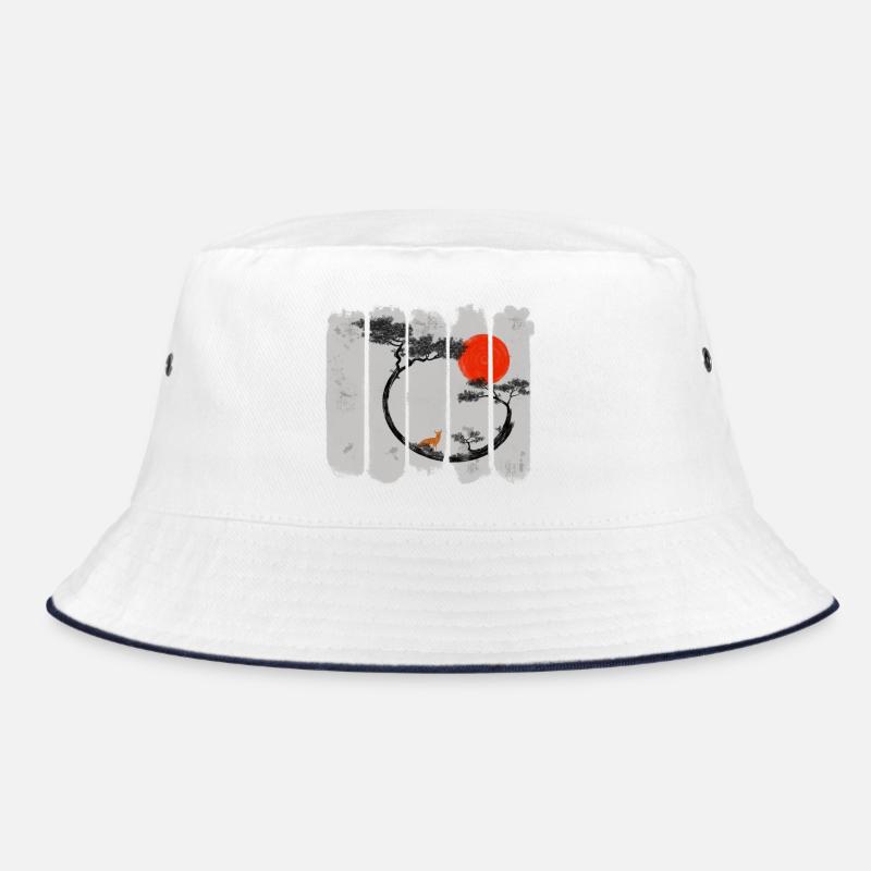 Kitsune - Bucket Hat - Weiß/Navy