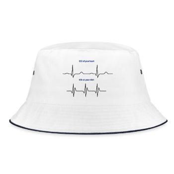 Electrocardiogram (ECG) real rhythm vs. fashion - Bucket Hat - white/navy - Front