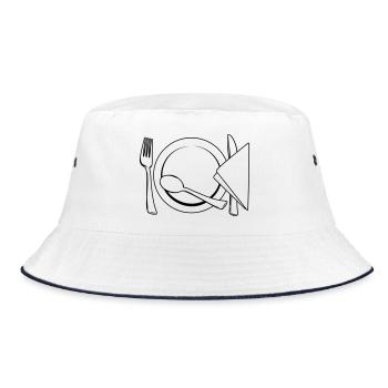 Cutlery plate napkin - Bucket Hat - white/navy - Front